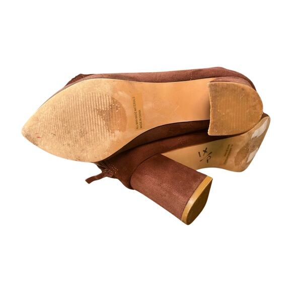 Lulus Walder Brown Suede Pointed Toe Block Heel Booties Size 6.5 Western Chic - Picture 9 of 12
